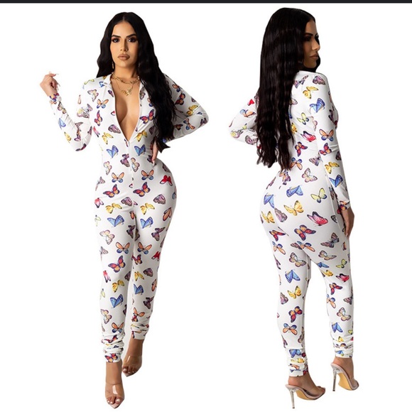 Multicolor Butterfly print onesie jumpsuit - Picture 7 of 11